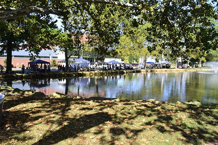 Vendors set up around the campus lakes for the annual ArtFest event